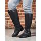 Women's Black Extra Wide Calf Knee High Boots with Side Zipper and Buckle – Casual Classic Riding Boots for Work, Travel and Outdoor Outfits