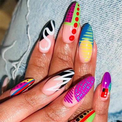 24 Pcs Halloween Press on Nails Long Stiletto Fake Nails Red Black Gradient False Nails with 3D Design Goth Acrylic Nails Press ons Halloween Glue on Nails Full Cover Reusable Stick on Nails for Women