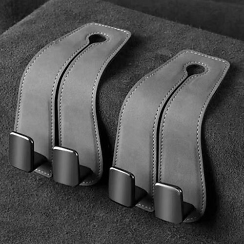 2 ganci doppi per schienale sedile auto – pelle scamosciata organizer in metallo per sedili posteriori, gancio portaoggetti per auto, accessorio per interni