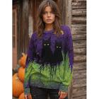 Maglione Halloween da donna con grafica mostro carino streetwear casual animale collo rotondo patchwork lavorato a maglia maniche lunghe tops regolari maglia nerabiancagrigia zenzero autunno inverno