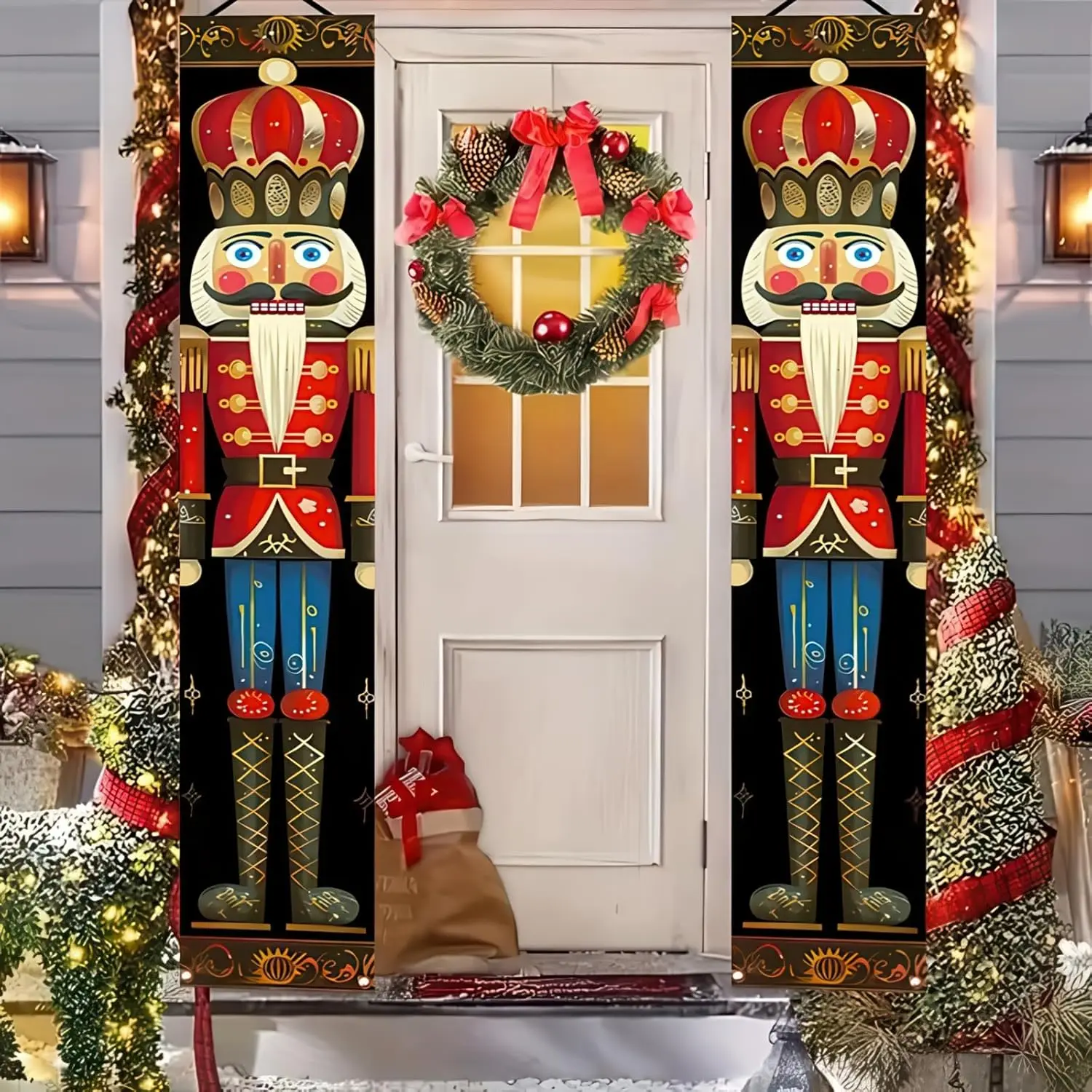 Nussknacker, Weihnachts-Veranda-Banner, Dekorationen, 71 x 30,5 cm, Soldatenmodell, Nussknacker-Banner, Haustür-Hängebanner, Eingangsbereich X Image