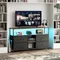 WoodenAura Armoire TV avec 4 tiroirs en tissu, 137x30x78cm meuble TV, commode avec lumières LED, meuble TV à cadre métallique, panneau bas pour le salon