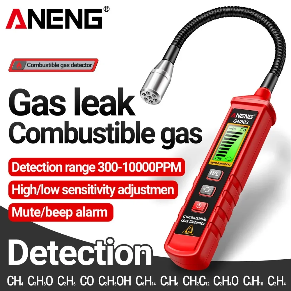 Handheld Gas Leak Detector ANENG GN803 Testers Methane Combustible Gas Detector Gases Concentration Analyzer Meter Leakage Tools