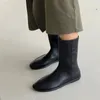 2025, neue Mode Frauen Schuhe Mitte der wade Stiefel Aus Echtem Leder Stiefel Runde Kappe Wohnungen Plattformen Herbst Winter Schwarz Motorrad stiefel