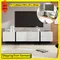 Comanlai Meuble TV 190 cm avec 2 tiroirs et 3 portes, meuble de rangement pour salon, supports TV, 190 x 35 x 45 cm, blanc noir