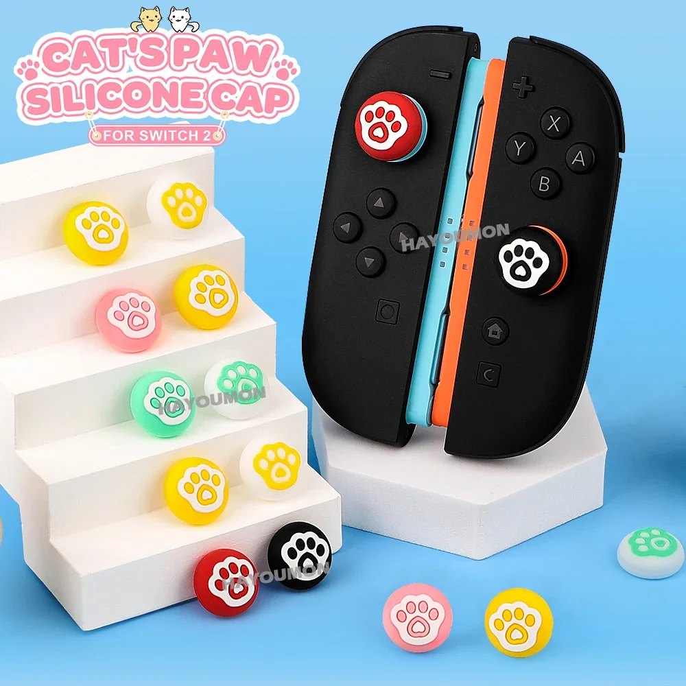 4 Teile/satz Für NS2 Schalter 2 Silikon Daumen Griffe Katze Pfote Joystick Kappe für Schalter 2 Joycons Anti-Slip schutzhülle Image