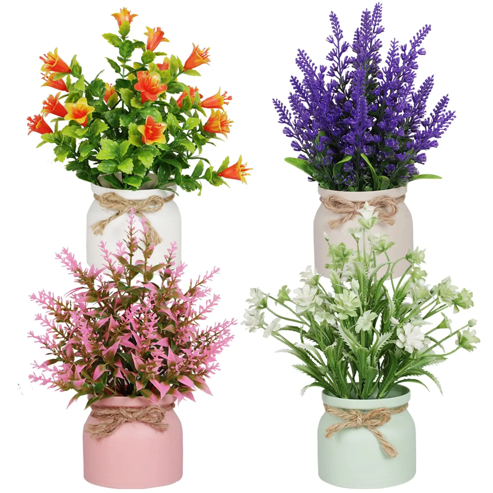 Künstliche Topfblumen, kleine künstliche Pflanzen mit Topf, Mini-Topfpflanzen für Zuhause, Zimmer, Büro, Party, Tischdekoration, gefälschter Topf Image