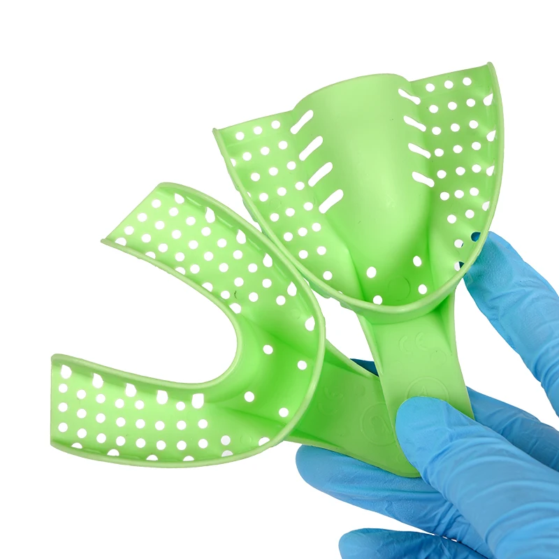 2 stücke Dental Abdruck Trays Kunststoff Zähne Halter Tabletts Zahnarzt Werkzeug Ohne Mesh Tablett Zahnmedizin Labor Material Image