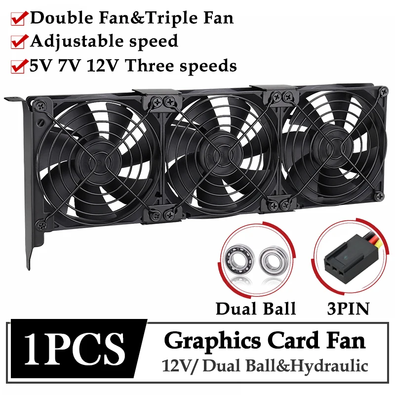 Gdstime Universal-VGA-Kühler, 80 mm, 90 mm, extrem leises Desktop-Computergehäuse, PCI-Grafikkarte, Doppellüfter und Triple-Lüfter-Kühler Image