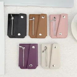 PU Leder Zurück Aufkleber Karte Tasche Telefon Fall Halter Tragbare Klebstoff Universal Karte Tasche Zipper Klapp Brieftasche Desktop