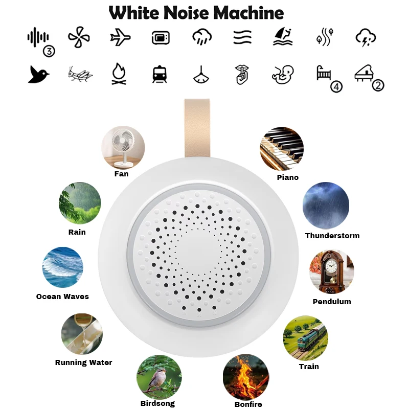 Baby White Noise Machine Wiederaufladbare zeitgesteuerte Abschaltung Schlafmaschine Baby Sleep Sound Player Nachtlicht Timer Noise Player