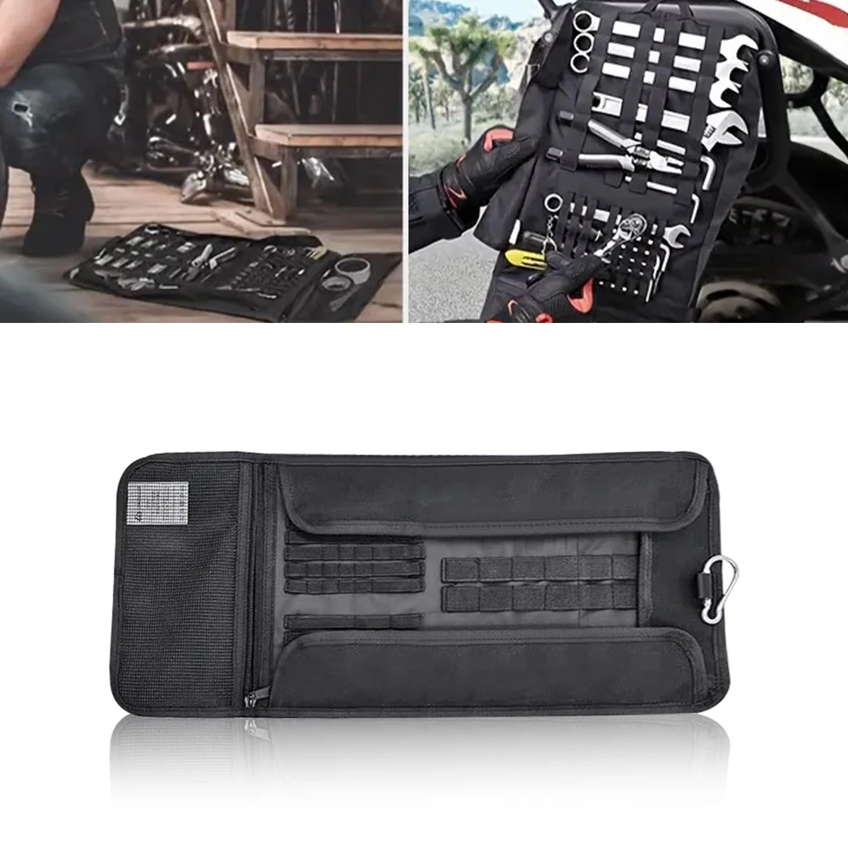 Motorrad Werkzeugtasche Rolle Toolkit Satteltasche Tragbare Reparaturset Aufbewahrungstasche Universelle seitliche Werkzeugtasche mit großer Kapazität Image