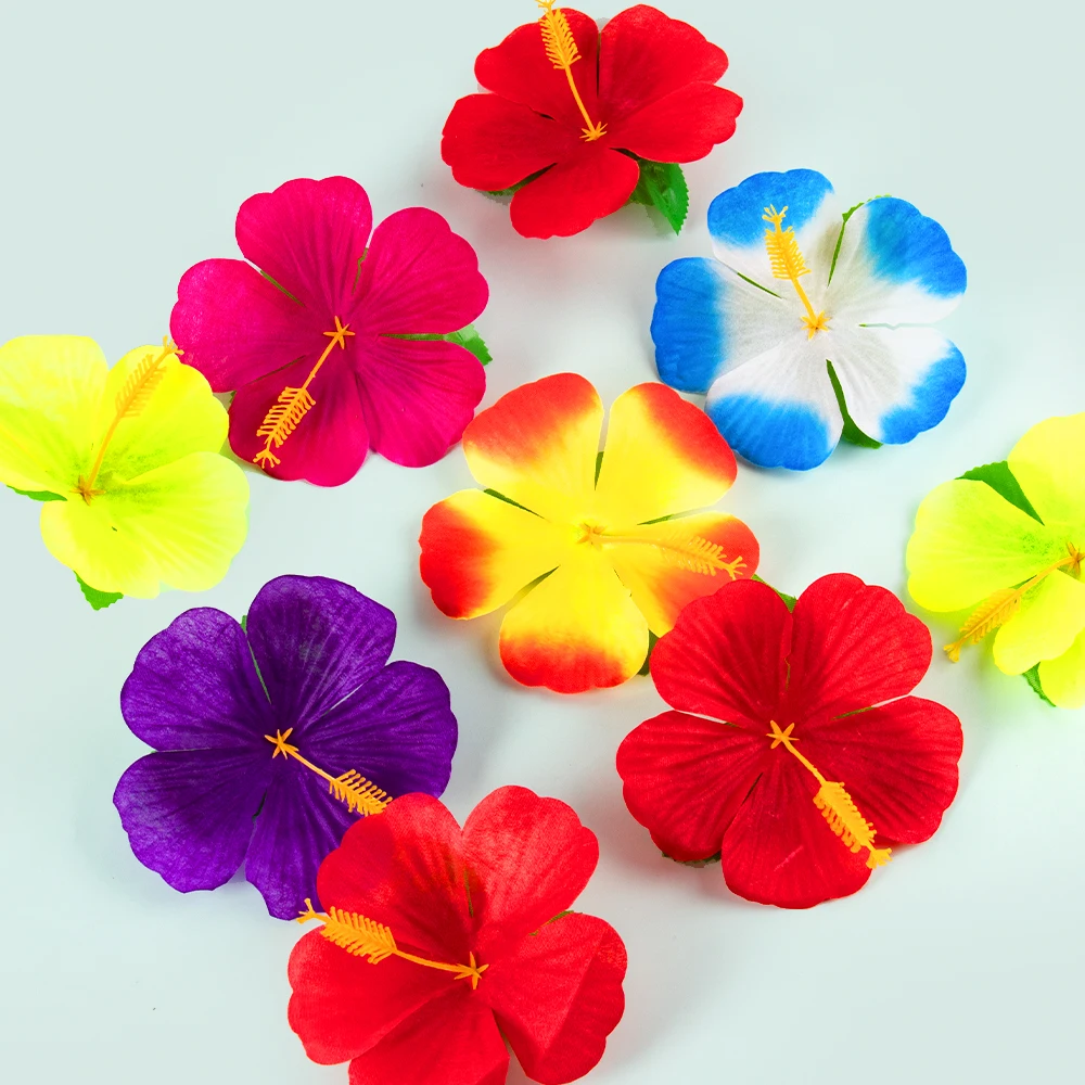 12/24 Stück Hibiskusblüten Hawaii Partydekorationen Künstliche Blumen Kunstblumen Sommer Hochzeit Geburtstag Party Home Room Decor Image