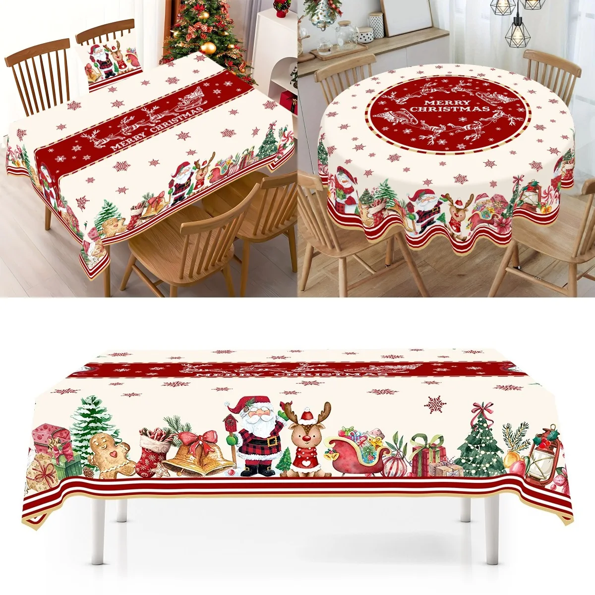 Rustikale Weihnachtstischdecke, Weihnachtsmann, Schneemann, Tischdecke, Weihnachtsfeier, Tischdekoration für Zuhause, Küche, 2025, Weihnachtsgeschenke, Navidad