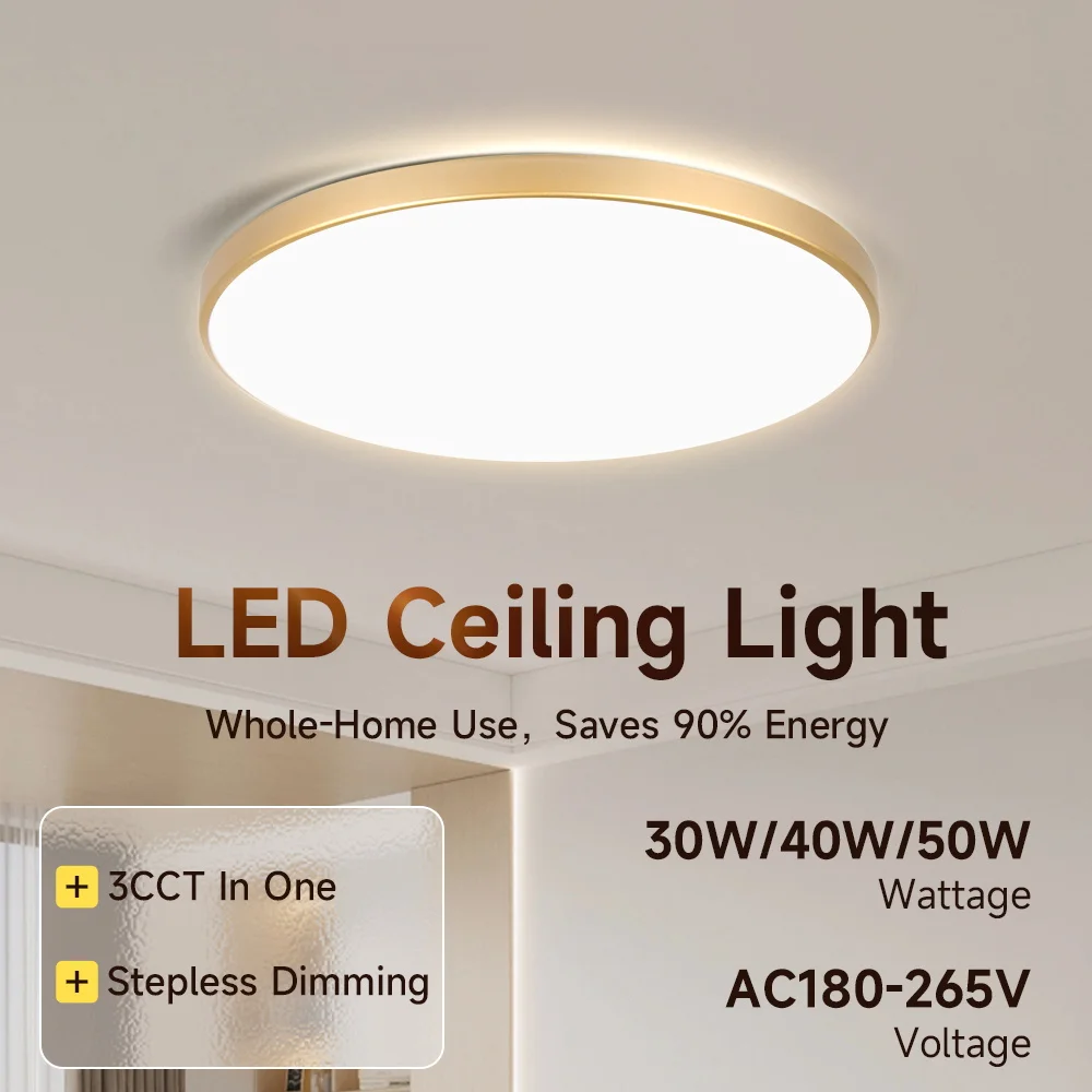 Goldene Deckenleuchten mit Fernbedienung, intelligente dimmbare Heimdekoration, Wohnzimmer, moderne Deckenleuchte für Badezimmer, Küche, Schlafzimmer