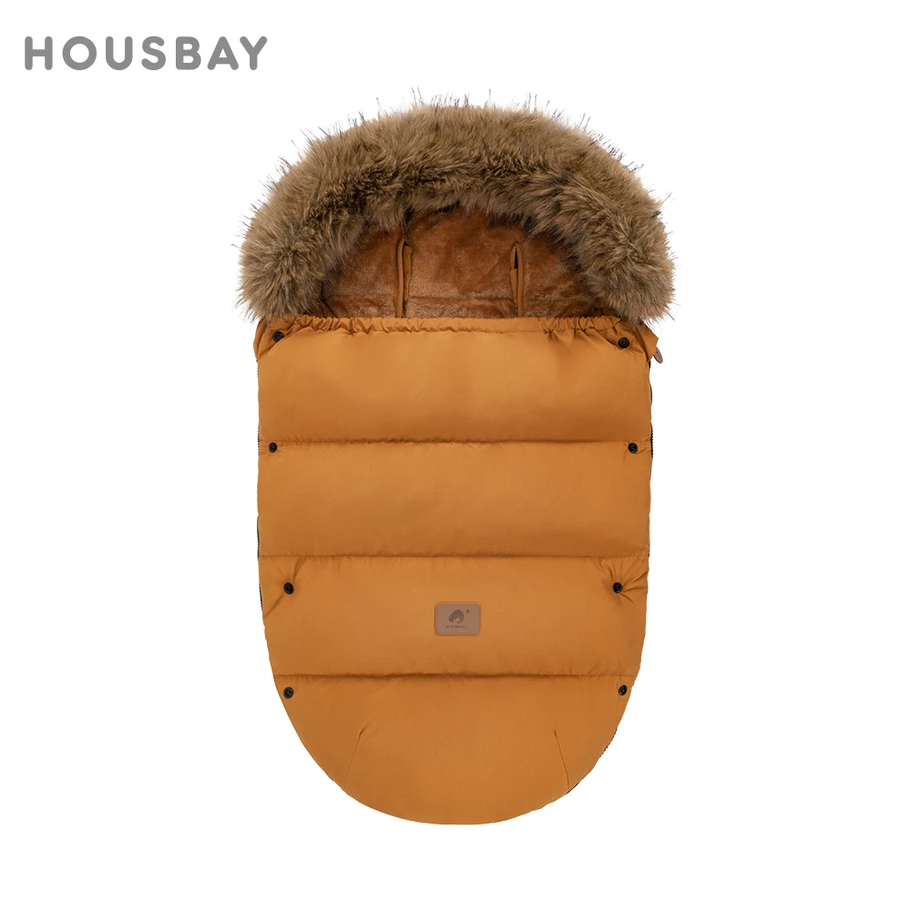 Baby-Umschlag im Kinderwagen, 0–24 Monate, Winter, winddicht, Fußsack, braune Farbe, 92 cm Länge, universelles Kinderwagen-Kinderwagen-Zubehör Image
