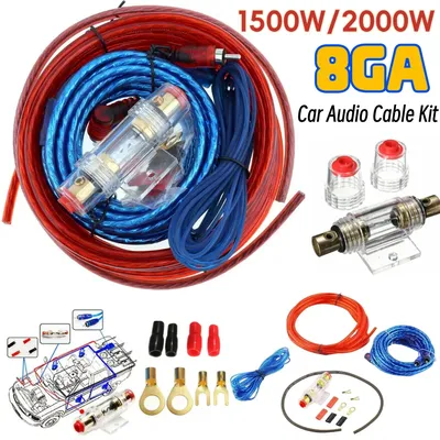 1500W/2000W Car Audio Speakers Wiring Kit Good Quality Car Audio Cable Kit 8GA AMP Fuse Holder Speaker Installation Wires