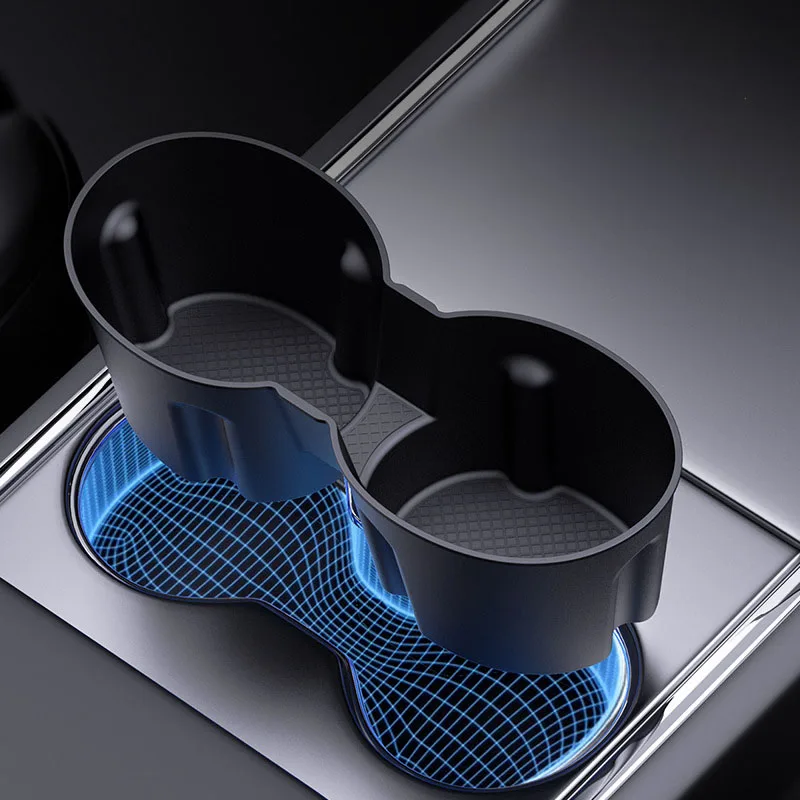 Auto-Getränkehalter-Einsatzteiler für Tesla Model 3/Y 20225, rutschfester Silikon-Becherbegrenzer, Aufbewahrungsorganisator für die Mittelkonsole Image