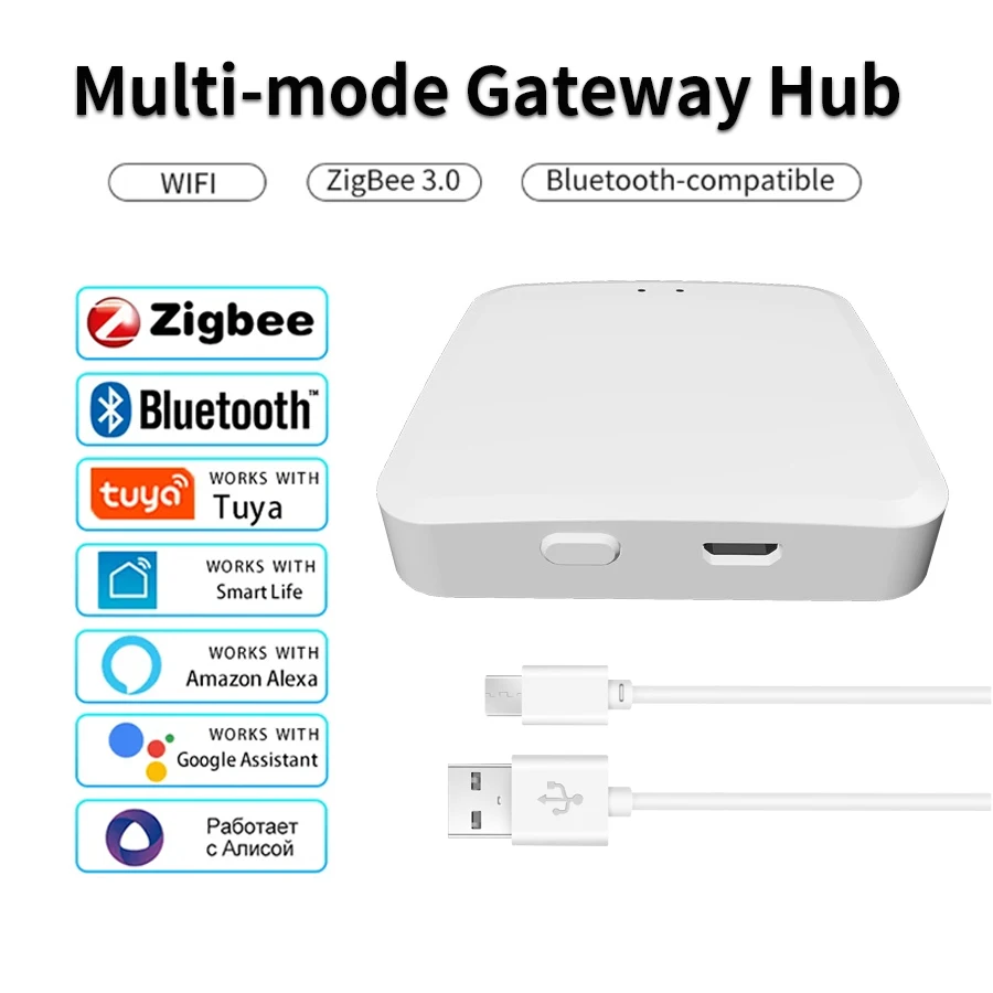 Tuya ZigBee Multi-modus Gateway Hub Smart Home WiFi Brücke Bluetooth Mesh Smart Leben Fernbedienung Mit Alexa Google hause Alice Image