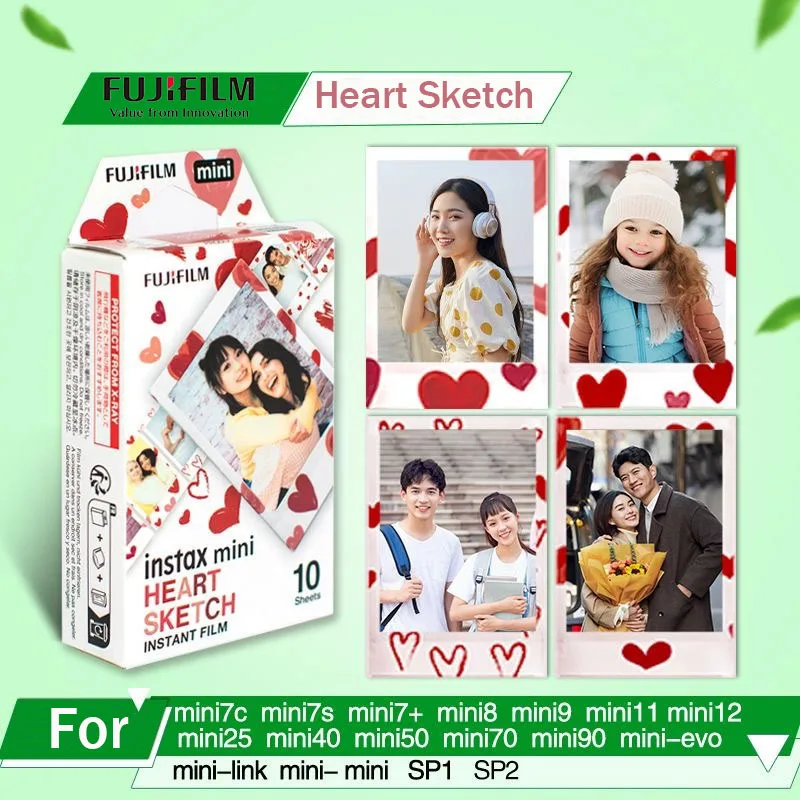 Papier Photo coeur 3 pouces Fujifilm Instax Mini papier Photo croquis coeur Mini 12/8/9/SE/40/25/90/11/EVO Mini Film Instax universel