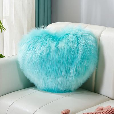 Wine red and Gray Heart-Shaped Pillow, Faux Fox Fur Heart Decorative Cushion for Bed, Soft Fluffy Throw Pillow for Chair, Sofa, Living Room - Plush Accent Pillow for Home Decor