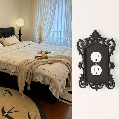 Gothic Style Switch Plate Cover 1-Pack, Decorative Home Office Wall Plate, Durable Plastic, Artistic Design, for Halloween Decor - Screw-in Mounting, Unfinished Finish, No Electricity Required