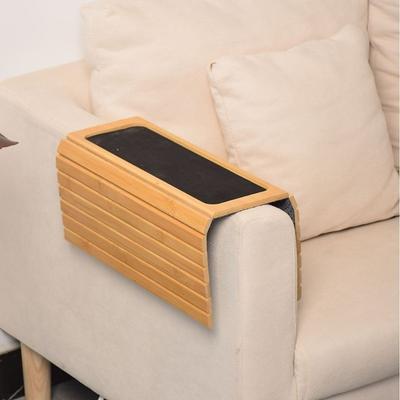 Foldable Solid Wood Sofa Arm Tray - Protector Serving Table Mat for Living Room, Coffee, Tea, Snacks - Ideal for TV Snuggle Sessions