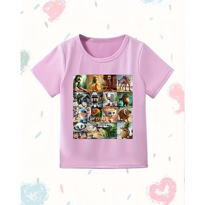 Boys' Funny Italian Brainrot Graphic Tee - Lightweight Stretchy T-Shirt with Lightweight Stretchy Fabric for Ages 4-12 Casual Everyday Birthday Party Outfit Children's Summer Shirt Playful Kids Ap