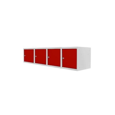 PROREGAL Mega Deal | 4x Schließfachwürfel Blocky mit Zylinderschloss + 2 Schlüssel | HxBxT 40x40x40cm | Lichtgrau/Rot | Tresor, Schließfach Image