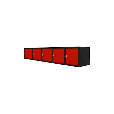 PROREGAL Mega Deal | 5x Schließfachwürfel Blocky mit Drehriegelschloss für Vorhängeschloss | HxBxT 40x40x40cm | Anthrazit/Verkehrsrot | Tresor Image