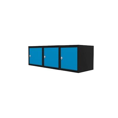 PROREGAL Mega Deal | 3x Schließfachwürfel Blocky mit Drehriegelschloss für Vorhängeschloss | HxBxT 40x40x40cm | Anthrazit/Lichtblau | Tresor Image