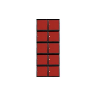PROREGAL Mega Deal | 10x Schließfachwürfel Blocky mit Zylinderschloss + 2 Schlüssel | HxBxT 40x40x40cm | Anthrazit/Verkehrsrot | Tresor, Schließfach Image
