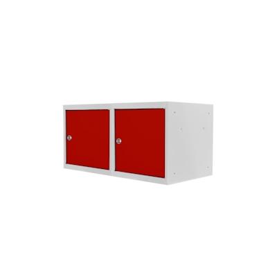 PROREGAL Mega Deal | 2x Schließfachwürfel Blocky mit Zylinderschloss + 2 Schlüssel | HxBxT 40x40x40cm | Lichtgrau/Rot | Tresor, Schließfach Image