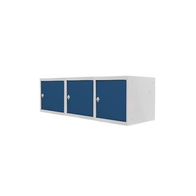 PROREGAL Mega Deal | 3x Schließfachwürfel Blocky mit Drehriegelschloss für Vorhängeschloss | HxBxT 40x40x40cm | Lichtgrau/Blau | Tresor, Schließfach Image