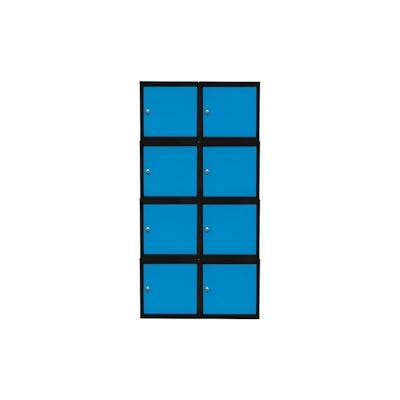 PROREGAL Mega Deal | 8x Schließfachwürfel Blocky mit Drehriegelschloss für Vorhängeschloss | HxBxT 40x40x40cm | Anthrazit/Lichtblau | Tresor Image