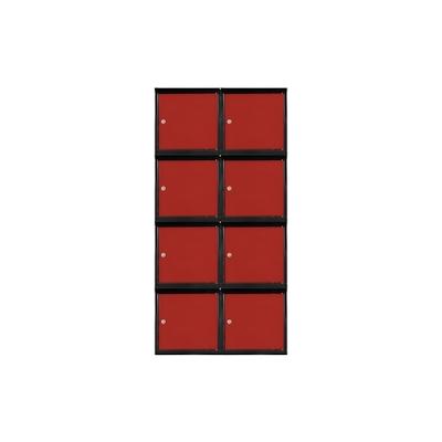 PROREGAL Mega Deal | 8x Schließfachwürfel Blocky mit Zylinderschloss + 2 Schlüssel | HxBxT 40x40x40cm | Anthrazit/Verkehrsrot | Tresor, Schließfach Image