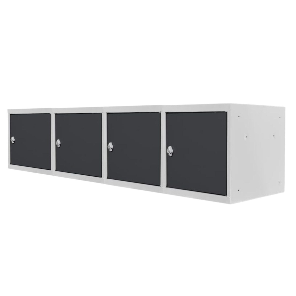 Proregal Mega Deal | 4x Schließfachwürfel Blocky mit Drehriegelschloss für Vorhängeschloss | HxBxT 40x40x40cm | Lichtgrau/Anthrazitgrau Image