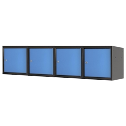 Proregal Mega Deal | 4x Schließfachwürfel Blocky mit Zylinderschloss + 2 Schlüssel | HxBxT 40x40x40cm | Anthrazit/Lichtblau Image