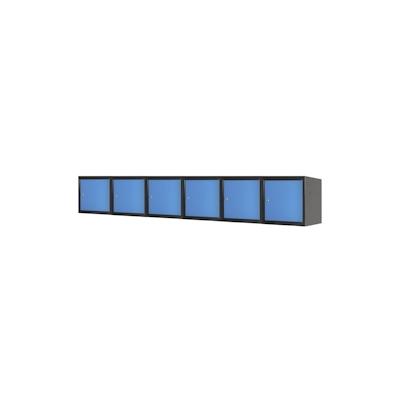 PROREGAL Mega Deal | 6x Schließfachwürfel Blocky mit Zylinderschloss + 2 Schlüssel | HxBxT 40x40x40cm | Anthrazit/Lichtblau | Tresor, Schließfach Image