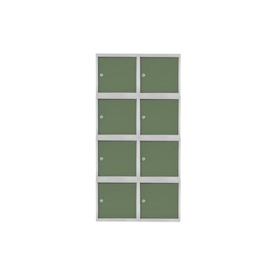 PROREGAL Mega Deal | 8x Schließfachwürfel Blocky mit Zylinderschloss + 2 Schlüssel | HxBxT 40x40x40cm | Lichtgrau/Grün | Tresor, Schließfach Image