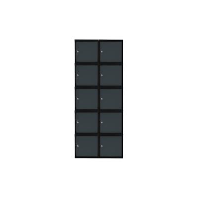 PROREGAL Mega Deal | 10x Schließfachwürfel Blocky mit Drehriegelschloss für Vorhängeschloss | HxBxT 40x40x40cm | Anthrazit/Anthrazitgrau | Tresor Image