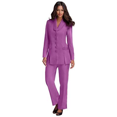 Plus Size Women's Ten Button Pant Suit by Roaman's in Vivid Berry (Size 14 W)