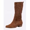 Stiefel HEINE, Damen, Gr. 39, braun (cognac), Leder, Veloursleder, Rindsleder, modisch, Schuhe Cowboystiefel Sommerstiefel Reißverschlussstiefel