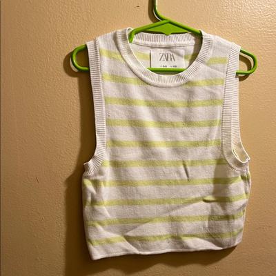 Zara Shirts & Tops | Zara Kids White And Light Green Striped Tank Top | Color: Green/White | Size: 8-9