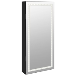 vidaXL Spiegel-Schmuckschrank mit LED-Beleuchtung Wandmontage Schwarz Image