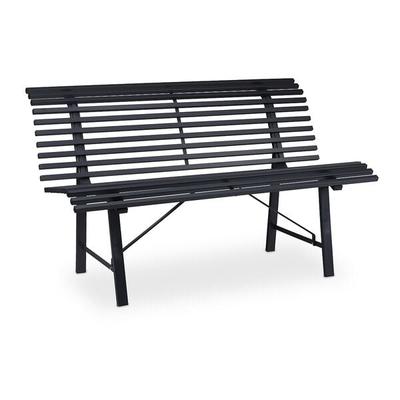 relaxdays Stahl-Gartenbank für 2 Personen anthrazit, 130 cm