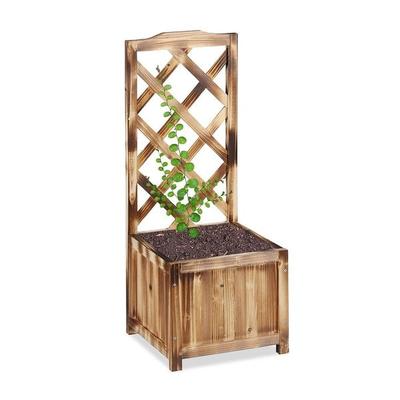 relaxdays Rankkasten mit Rankgitter 90 x 36 cm braun braun Image