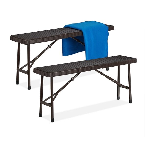 relaxdays 2er-Set Bierbank in Rattanoptik, 100 cm