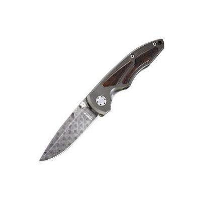 Boker Leo Damascus, Desert Ironwood Inlay Aluminum Handle, Plain