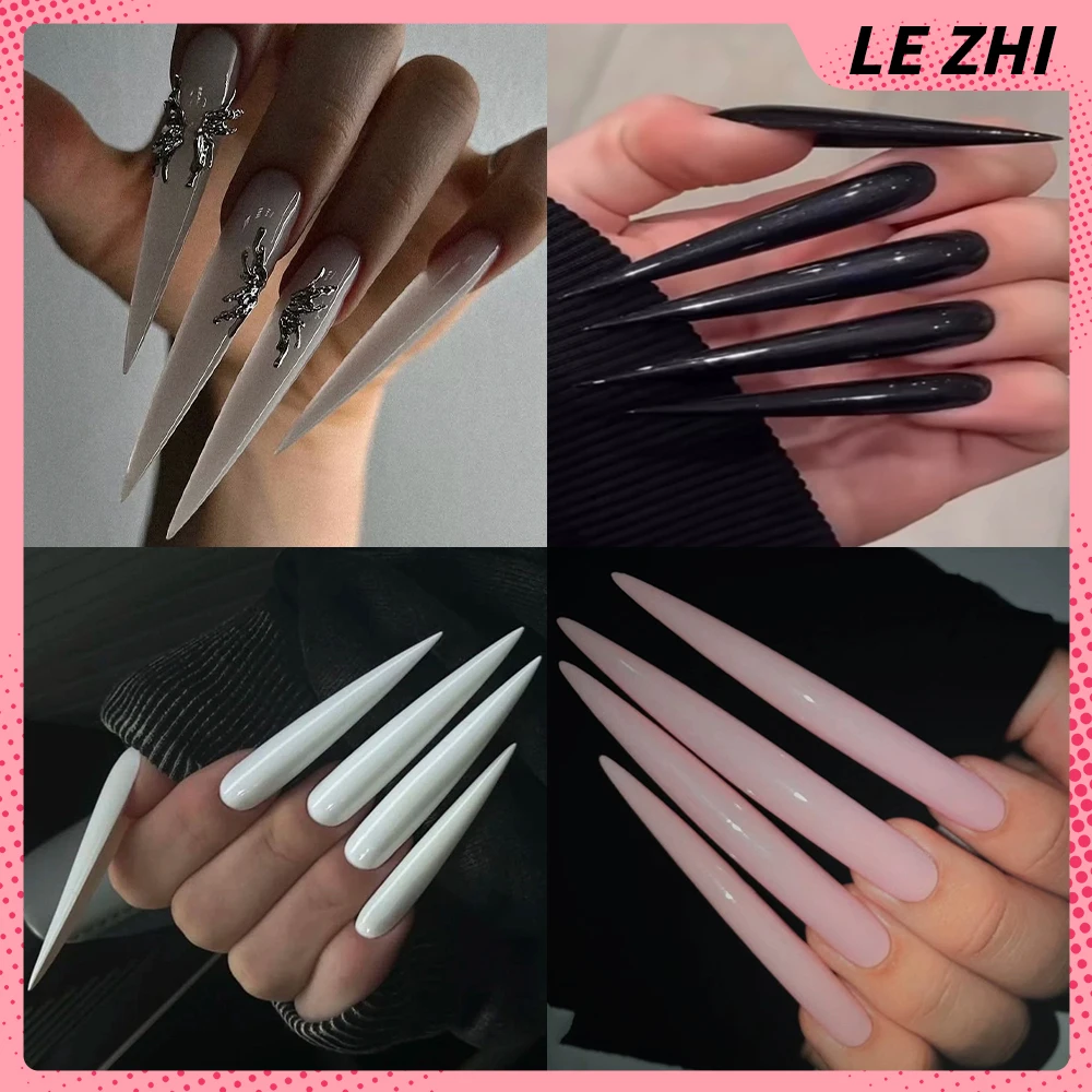 Spicy Girl Europa Amerika Stil Xxl Lange Spitze Sarg Handgemachte Künstliche Nägel Einfarbig Strass Design Tragbare Vollständige Abdeckung Nägel Image